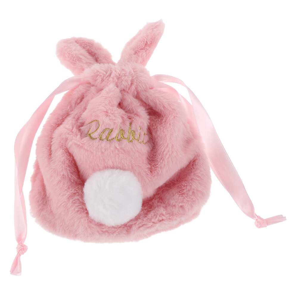 Villcase Kawaii Bunny Drawstring Makeup Bag Plush Cosmetic Travel Pouch