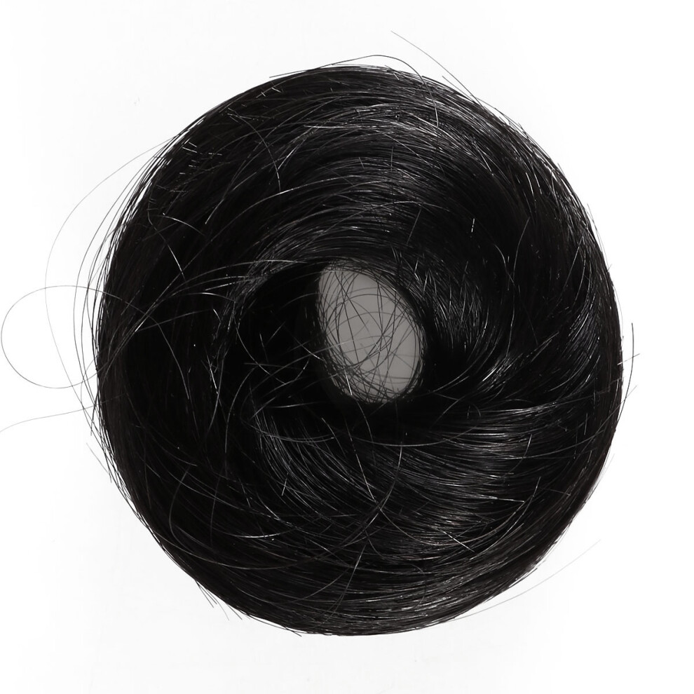 Villcase Women Synthetic Hair Bun Chignon Straight Natural Black