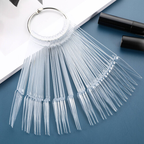 2Pcs 100Pcs Fan-Shaped False Nail Sticks With Ring Holder 2