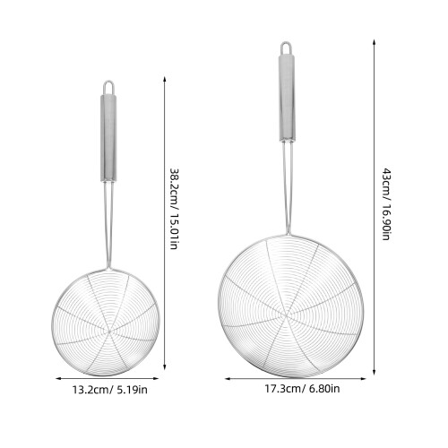 2pcs Stainless Steel Spider Strainer Fine Mesh Skimmer for Cooking 2