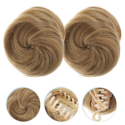 2Pcs Fake Bun Claw Chignons Hair Extensions Straight 2