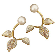 1Pair Gold Leaf Earrings for Women Lightweight Metal Studs Party Wear