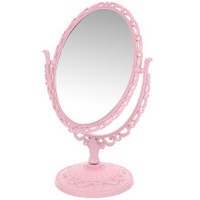 2Pcs Tabletop Vanity Mirror Double-Sided Magnifying With 360 Rotation Pink