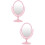 2Pcs Tabletop Vanity Mirror Double-Sided Magnifying With 360 Rotation Pink 7