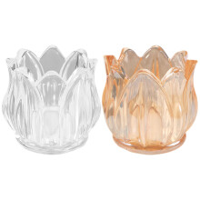 4 Pcs Tulip Flower Glass Candle Holder Tea Light Stick