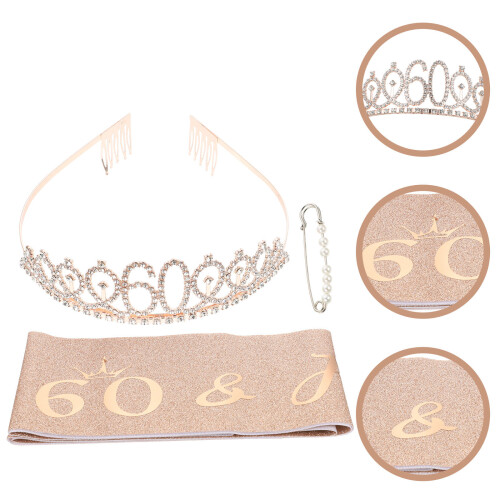 3 Sets Birthday Party Decorative Crown Sash Shoulder Strap Gifts 1