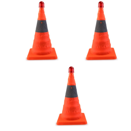 3Pcs Collapsible Reflective 45Cm Traffic Safety Cone Warning Cone Red 2