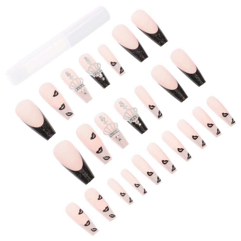 Villcase 5 Sets Nail Kit With Glue Glitter Wearable False Nails Manicure