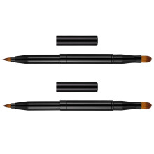 2Pcs Retractable Double-Headed Lip Brush For Makeup (Black)
