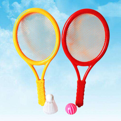 One Pair Plastic Badminton And Tennis Racket Set With Balls 2