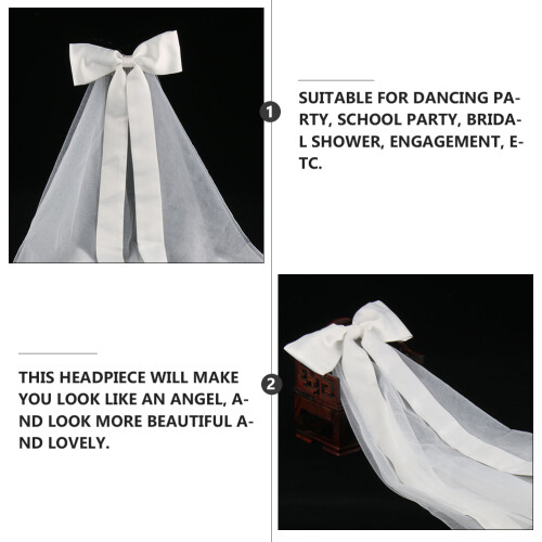 Women Wedding Bridal Veil With Bow Romantic Accessory 2