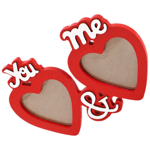 3Pcs Wooden Picture Frame With Double Heart Molding Decorative Display 2