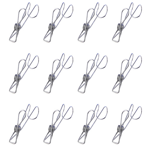 2 Sets 25 Pcs Stainless Steel Clothes Clips Spring Storage Pin Silver