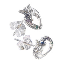 One Pair Zircon Unicorn Ear Studs For Girls