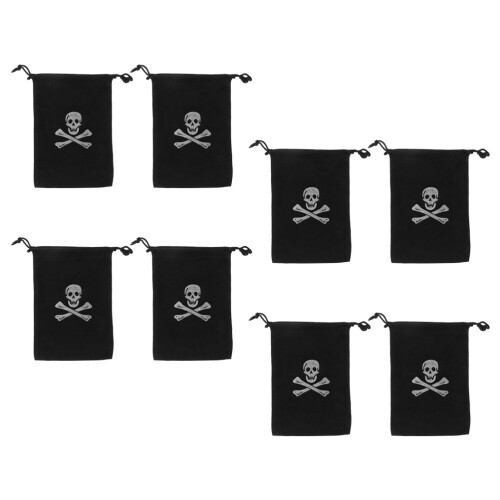 3Pcs Halloween Pirate Drawstring Bags Polyester 15.5X11.5Cm Black 1