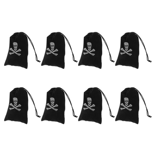 3Pcs Halloween Pirate Drawstring Bags Polyester 15.5X11.5Cm Black 2