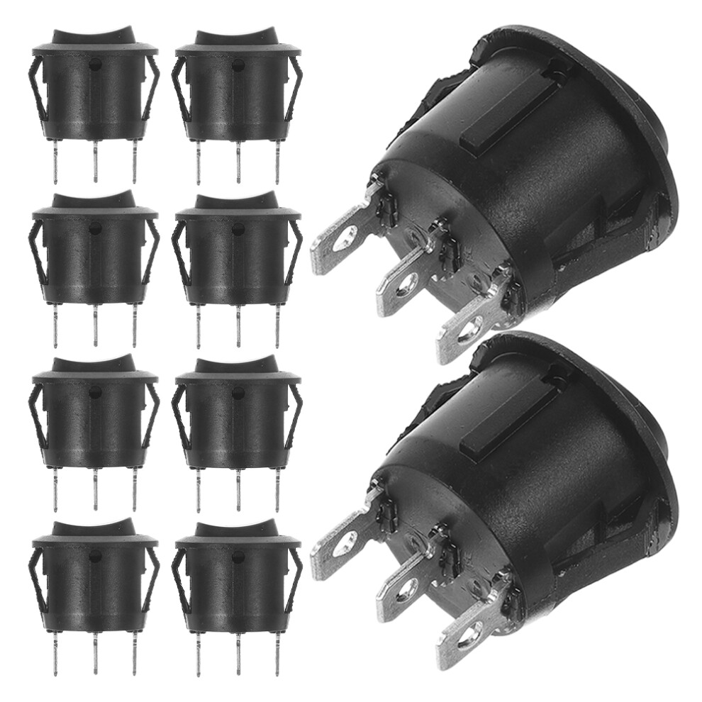 10Pcs Heavy Duty 3 Position 3 Pin Round Rocker Switch For Marine Automotive Black 033590348139
