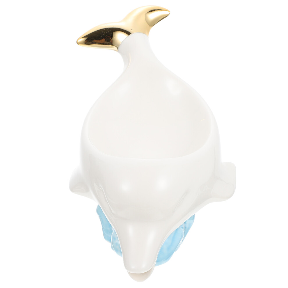 2Pcs Ceramic Dolphin Shaped Soap Holder For Bathroom-image-OPC-PKXM62C-NEW