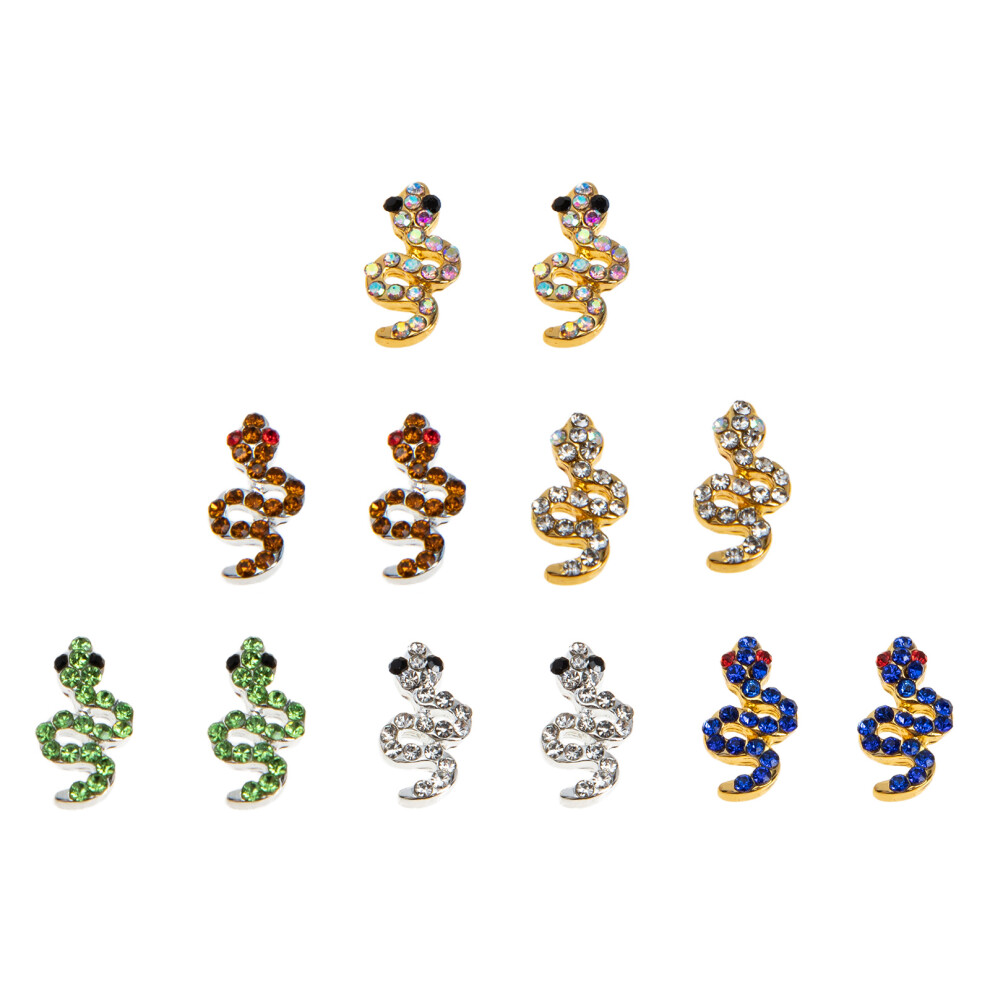 Aboofan 24 Pcs Snake Nail Gems 3D Rhinestone Ornament Diy Nail Art Supplies
