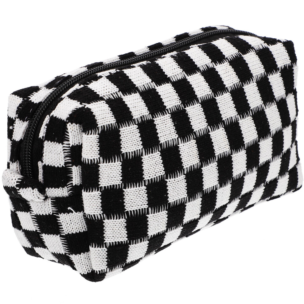 Villcase 4Pcs Woolen Yarn Makeup Bag Large Capacity Checkered Toiletry Bag