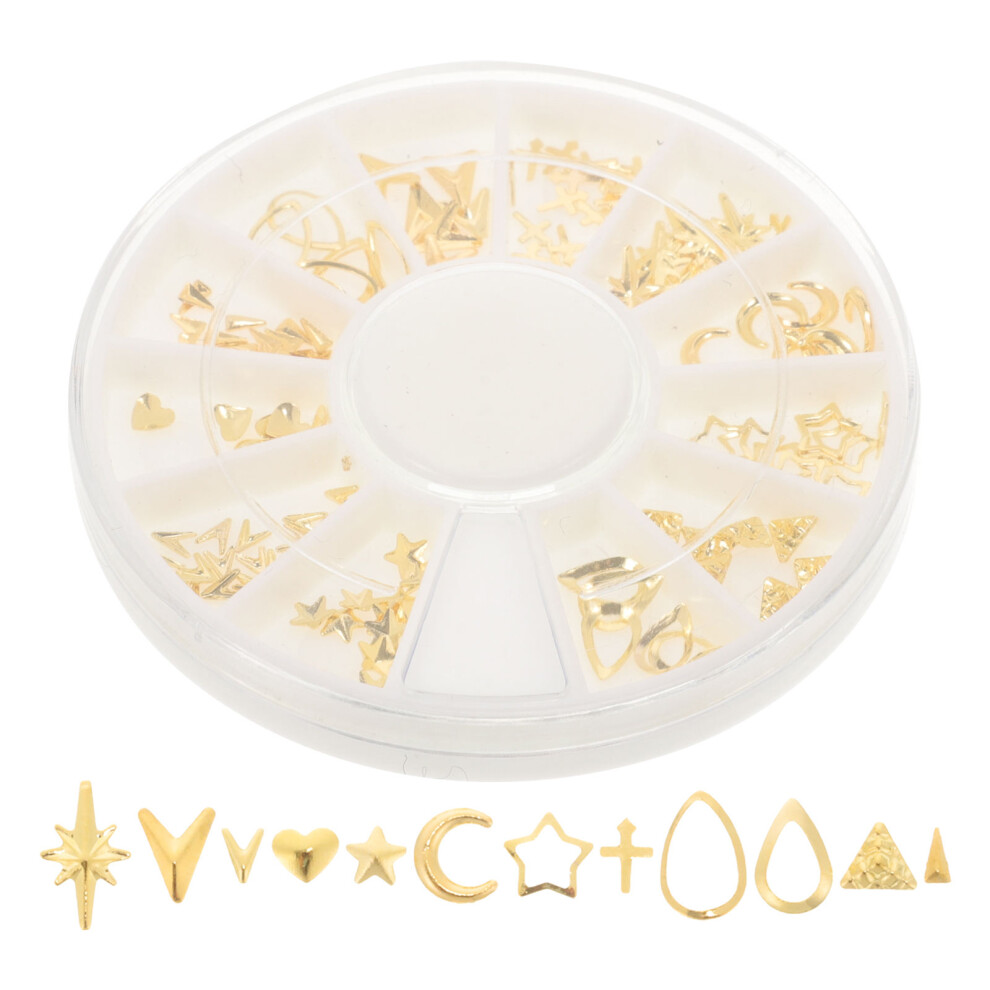 Villcase Gold 240 Pcs Rose Rivet Nail Studs Mixed Shape Hollow Frame