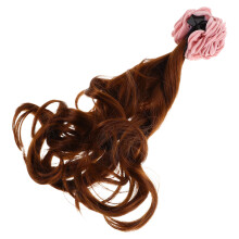 2Pcs Realistic Flower Hair Clip With Brown Curly Wig Ponytail