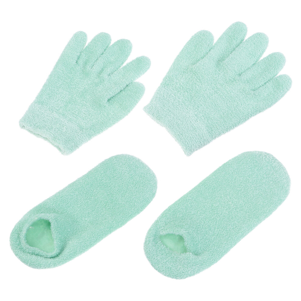 Inoomp Green 8 Pcs Gel Moisturizing Spa Gloves And Dry Skin Socks For Women Girls