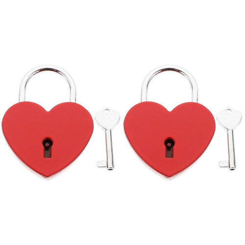 2 Pcs Zinc Alloy Mini Heart Padlock For Suitcase Security 1