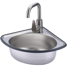 Wall-Mounted Corner Sink Stainless Steel Triangle Wash Basin, Space-Saving Vessel Sink For Bathroom RV Caravan B4 Silver
