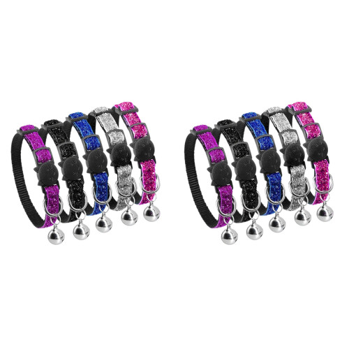 10Pièces Colliers Réglables Nylon Pour Chats Avec Cloche 1