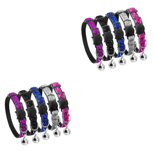 10Pièces Colliers Réglables Nylon Pour Chats Avec Cloche 2