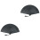 2Pcs Men Black Foldable Bamboo Fan With Fabric, Chinese Style Handheld 3