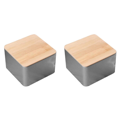 2Stk Quadratische Mit Bambusdeckel, Farbenfroher Aufbewahrer 1