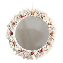 2 Pcs Wall Hanging Mirror Handmade Tapestry Decorative Makeup Mirror