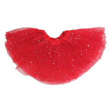 2Pcs Girls Tutu Glitter Ballet Tulle Skirt Red