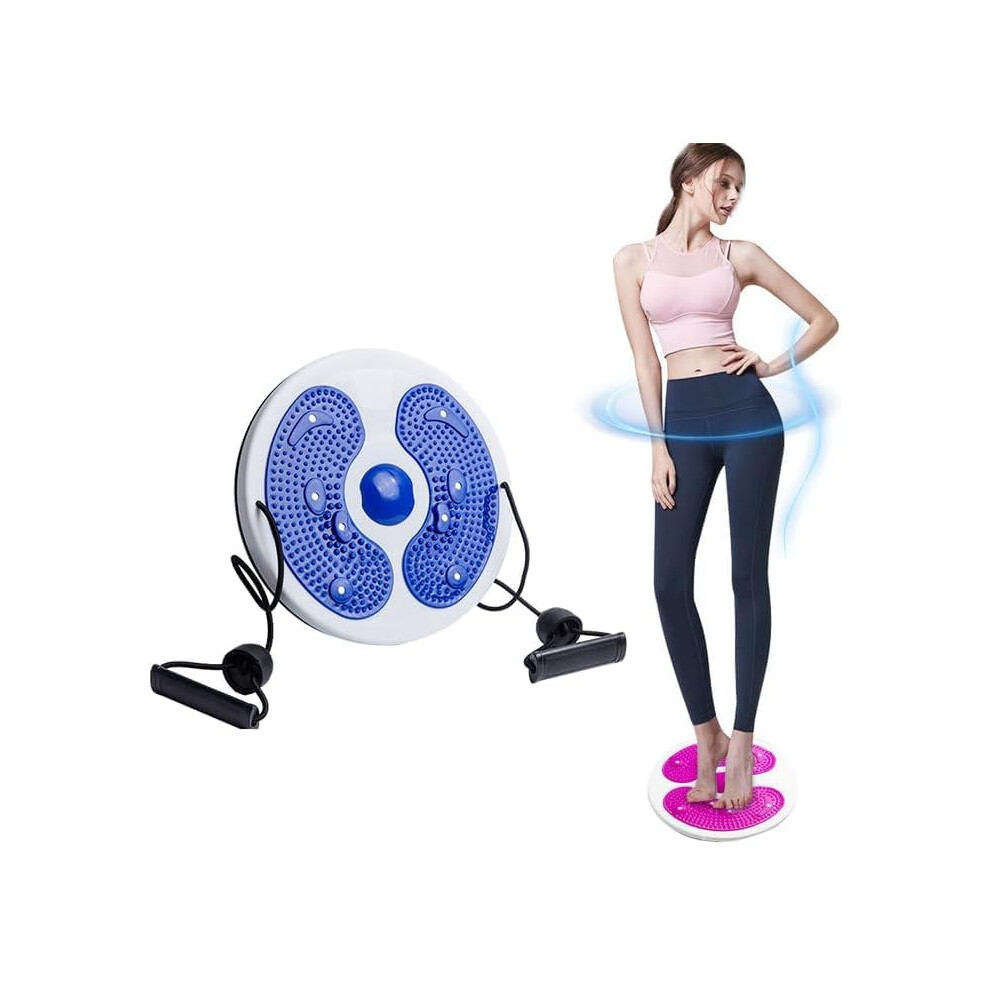 Waist Twisting Disc Blue With Resistance Bands And Foot Massage For Home Workout - Body Shaping Turntable-image-OPC-PKXMJBM-NEW
