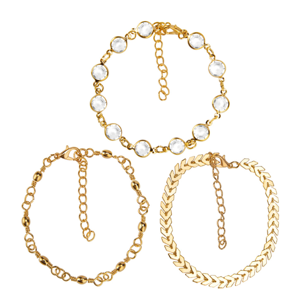 Photos - Bracelet 3Pcs Sequins Anklets With Arrow Rhinestone Charm For Women Girls
