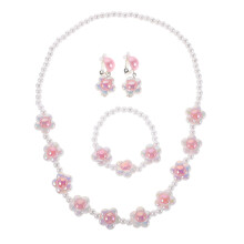 One Set Flower Jewelry For Girls With Pearl Necklace Bracelet Earrings