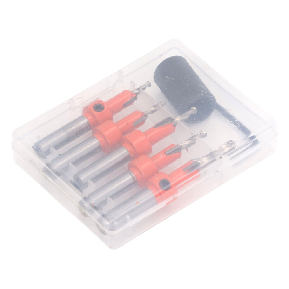 Wood Countersink Drill Bits Pack 5Pcs With Hex Wrench And Limiter Round Shank 4181352003874