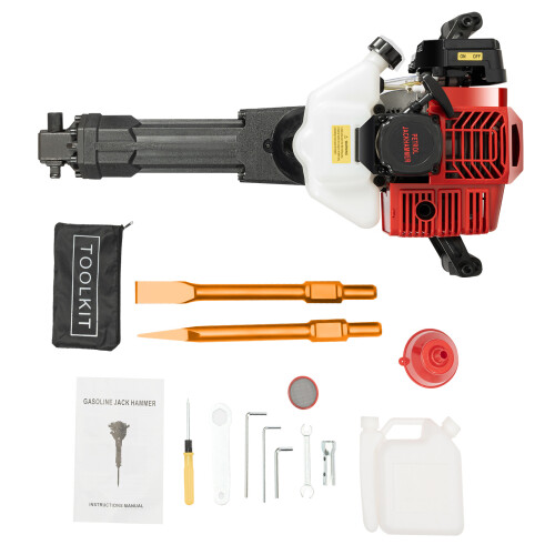 52cc 2-Stroke Jackhammer Handheld Rock Concrete Breaker Drill+2 Chisel 2