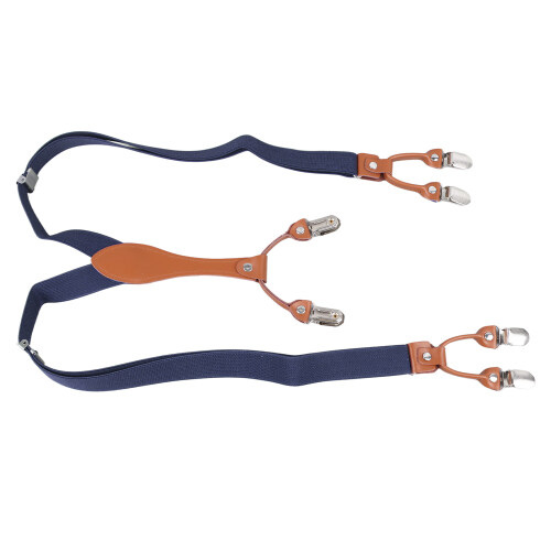 Men Navyblau Doppel-Layer Elastische Schwerlast-Overallträger, Verstellbar