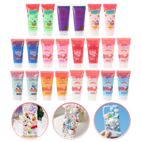 22 Pcs 3D Pattern Making DIY Cream Glue For Phone Cases 50ml 1