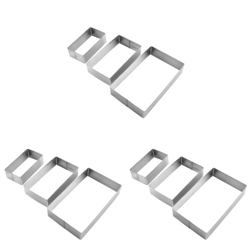 9 Pcs Stainless Steel Rectangular Mousse Rings Set For Baking 1