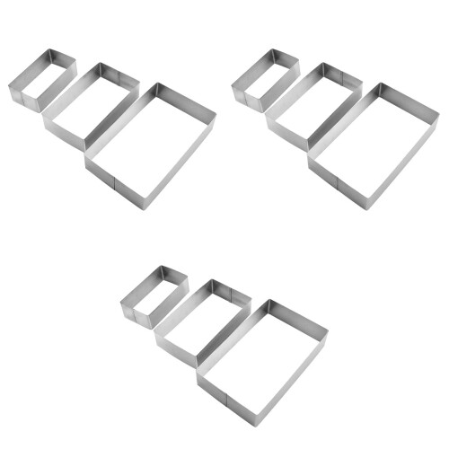 9 Pcs Stainless Steel Rectangular Mousse Rings Set For Baking 2