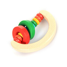 Solid Wood Baby Rattle – Colorful Half Round Shaker, Easy Grip Toy