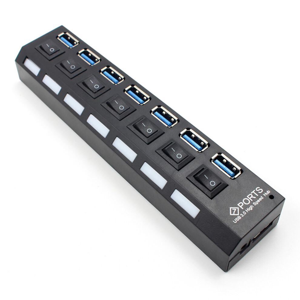 2Pcs 7-Port Usb Hub 3.0 High-Speed Data Transfer With Individual Leds 033200714514