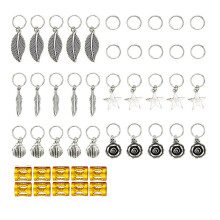 135 Pcs Metal Hair Braids Rings Accessories (5 Styles, 10 Pcs Each)