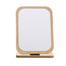 1Pc Beige Wooden Foldable Makeup Mirror Large Surface Desktop Mirror