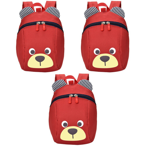 3Pcs Kids Backpack Anti-Lost School Bag With Leash Red 2