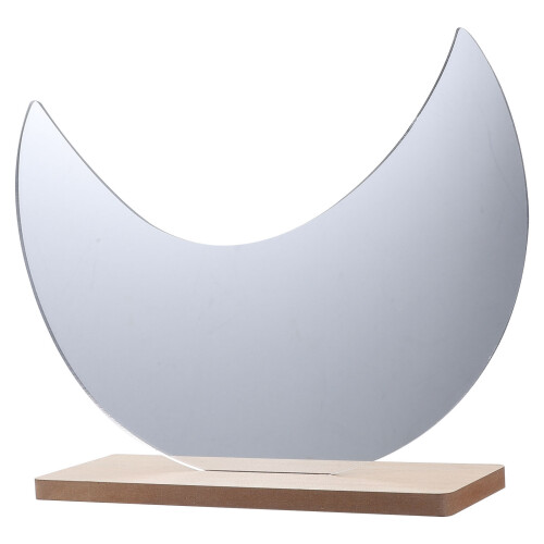 5Pcs Wooden Tabletop Makeup Mirror Moon Style Desktop Irregular 2